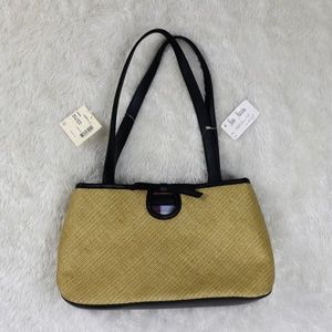 COLE HAAN VTG 90s Woven Picnic Basket Purse Black